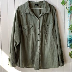 Torrid 3x Olive button up shirt
